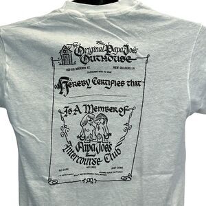 Vintage 70s Papa Joes Intercourse Club T Shirt New Orleans NOLA White S Small
